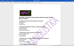 Dobieranie reakcji do sytuacji + klucz - egzamin ósmoklasisty z j. angielskiego