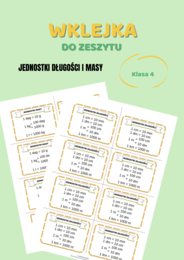 Jednostki długości i jednostki masy, wklejka do zeszytu