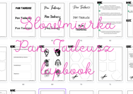 Zestaw "Pan Tadeusz" - lapbook, gra planszowa, autorskie rysunki postaci