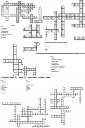 English Class B1 – Unit 9 – krzyżówki – Przedmioty szkolne_Nauka i ocenianie_Opisywanie uczniów/Wyrażenia z make i take/Czasowniki złożone