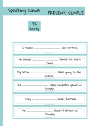 Present Simple speaking cards, karty Present Simple