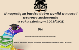 Wklejki do nagród książkowych dla uczniów na koniec roku szkolnego 2024/2025
