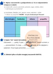 Kolorowy sprawdzian z rzeczownika