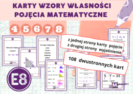 108 dwustronnych KART MATEMATYCZNYCH powtórzenie przed E8