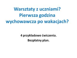 Godzina wychowawcza. Warsztaty dla uczniów. Plan zajęć.