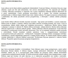 Ocena opisowa końcoworoczna klasa 1