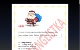 Santa - autorski wierszyk z 5 stronami ćwiczeń o Świętym Mikołaju - klucz