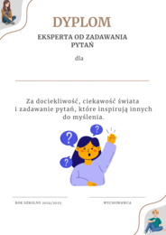 Dyplomy dla uczniów na zakończenie roku szkolnego - od wychowawcy. Rok szkolny 2024/2025.
