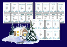 ❄️TABOO – zimowe hasła - zima⛷️🏂 - biblioteka - świetlica - zajęcia z wychowawcą - 64 szt.