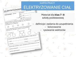 Fizyka 7 i 8. Karta pracy. ELEKTRYZOWANIE CIAŁ. Elektrostatyka.