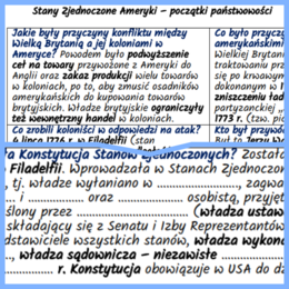 Stany Zjednoczone Ameryki – początki państwowości. Notatki i karta pracy