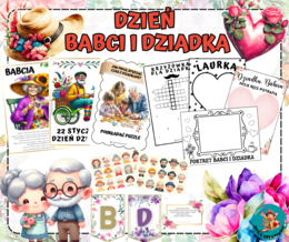 DZIEŃ BABCI I DZIADKA - LAURKI, PORTERTY, PLANSZE, GIRLANDY