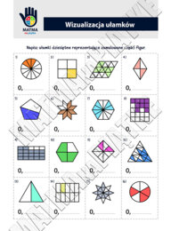 Ułamki dziesiętne - Zestaw materiałów / Pakiet 4x A4 - Szkoła Podstawowa - Klasa 4 / 5 - Klasa Czwarta / Piąta - Ułamek jako część całości - Karta pracy o ułamkach dziesiętnych - Powtórzenie ułamków - Kolorowanka Wycinanka z ułamkami dziesiętnymi - Wizua