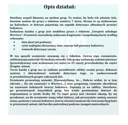 CIERPIENIA MŁODEGO WERTERA-KILKA POMYSŁÓW NA LEKCJE Z DZIEŁEM GOETHEGO