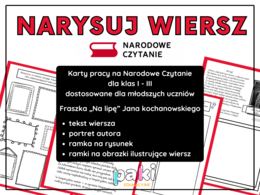 Narodowe Czytanie 2025 // Jan Kochanowski „Na lipę" – narysuj wiersz – karty pracy / kl. 1 – 4