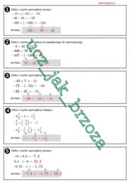 Liczby dodatnie i ujemne, dodawanie i odejmowanie, klasa 6, praca w grupach