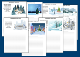 ZIMOWE OPOWIADANIE – 8 kart pracy – kl. 4-6 – ćwiczenia redakcyjne – miejsca - zima