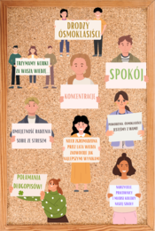 Dekoracja/ gazetka szkolna ,,Powodzenia ósmoklasiści"