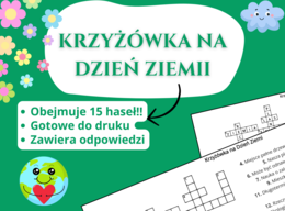 Krzyżówka na Dzień Ziemi 🌍♻️ – ekologia, przyroda, godzina wychowawcza, edukacja wczesnoszkolna