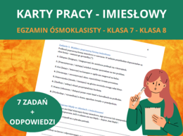 Imiesłowy – karty pracy, zadania, klasy 7–8: imiesłowy przymiotnikowe i przysłówkowe [PDF] – język polski, egzamin ósmoklasisty