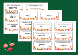 WAKACYJNE SKOJARZENIA - gra - zajęcia z wychowawcą - biblioteka - język polski - 60 fiszek - WAKACJE - LATO