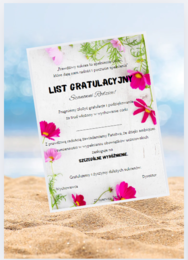 List gratulacyjny - koniec roku szkolnego, kosmosy - chłopiec/dziewczynka