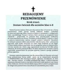 REDAGUJEMY PRZEMÓWIENIE. Krok trzeci. Zestaw ćwiczeń dla uczniów klas 6-8