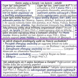 Koniec wojny w Europie i na świecie – notatki i karta pracy