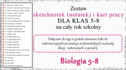 Ogromny zestaw sketchnotek i kart pracy + gratisowe linki do prezentacji multimedialnych niekomercyjnych wykonanych w genial.ly do indywidualnego pobrania i użycia do celów niekomercyjnych z BIOLOGII do klas 5-8. Materiały wykonane są w programie power p