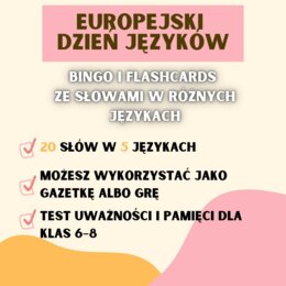 DZIEŃ JĘZYKÓW OBCYCH, EUROPEJSKI DZIEŃ JĘZYKÓW, GRA/BINGO/FLASHCARDS