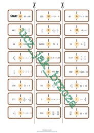 Domino arytmetyczne z hasłem. Pierwsza lekcja matematyki w klasie 5.