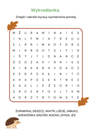 Jesienny zestaw zadań dla uczniów edukacji wczesnoszkolnej. 12 zadań.