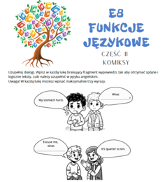 E8 - FUNKCJE JĘZYKOWE - KOMIKSY, POWTÓRKI, UZUPEŁNIANIE LUK