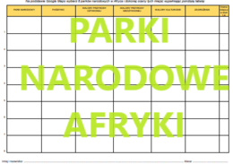 Parki narodowe Afryki - tabela do zadania