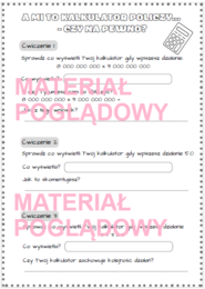 Kalkulator. Karta pracy. Na początek. Na rozgrzewkę. Pierwsza lekcja.