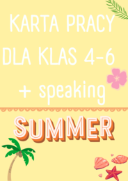 Summer Holidays / Wakacyjny zestaw zadań/ karta pracy / Gotowa lekcja / Lato / Wakacje / Zadania/ Mówienie/ Słownictwo/ Klasy 4-6 Materiał cyfrowy
