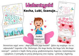 Walentynki - kocha, lubi, szanuje - scenariusz zajęć i karty pracy + Laurka - serca - gotowa do wycięcia