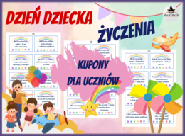 KUPONY ŻYCZENIA dla uczniów DZIEŃ DZIECKA - Podaruj uśmiech!