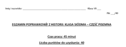 Egzamin poprawkowy - historia, klasa VII.