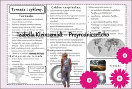 Sketchnotka/książeczka/notatka/wklejka/ściąga dla ucznia i przypomnienie dla nauczyciela/edukacja domowa. Temat „Tornada i cyklony tropikalne w Ameryce Północnej”. Materiał w pdf. Geografia 8, dział „Ameryka Północna i Południowa”. Nowość 2024/2025.