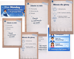plakaty dekoracje gazetka blue monday