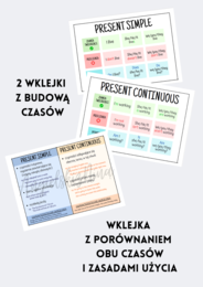MEGA ZESTAW: Present Simple vs. Present Continuous - porównanie - czasy teraźniejsze - E8 - matura - wklejki = karty pracy - ćwiczenia - zadania - kartkówki - 3 zestawy speaking cards - mówienie - gry na Wordwall