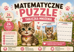 Matematyczne puzzle – tabliczka mnożenia – dopasuj działania do wyników