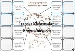 Notatka okienkowa/stacja zadaniowe/notatka interaktywna/notatka graficzna/karta pracy/sketchnotka „Krainy geograficzne na mapie Polski”, „Ukształtowanie powierzchni Polski” w pdf do SP. Geografia 7, dział „Środowisko przyrodnicze Polski”. Materiał wykona