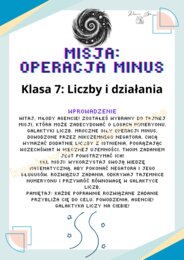 Liczby i działania: Klasa 6, Klasa 7. Storytelling: Operacja Minus