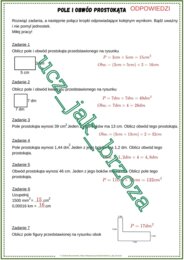 Pole i obwód prostokąta - karta pracy