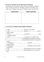 Czasy teraźniejsze Present Simple/Continuous/Perfect - ćwiczenia gramatyczne plus klucz odpowiedzi