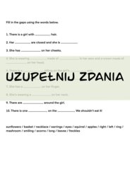 Jesienna kolorowanka + tekst z lukami do uzupełnienia