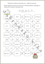 Wielkanocny labirynt matematyczny - tabliczka mnożenia