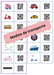 Domino obrazkowe z kodami QR! (Los medios de transporte - środki transportu)